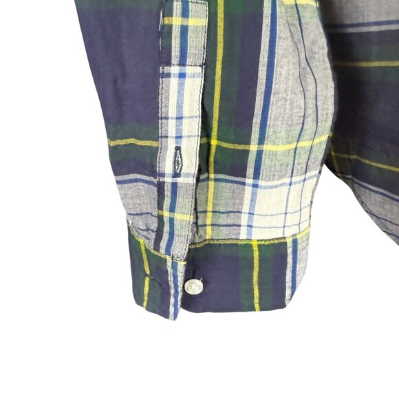 J. Crew multicolor plaid pintuck ruffle popover top women's size 2 - Picture 7 of 9